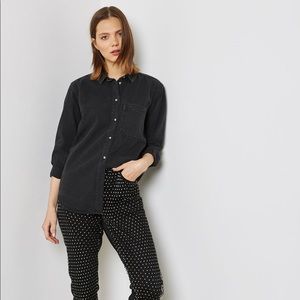 Topshop Moto Washed Black Denim Shirt